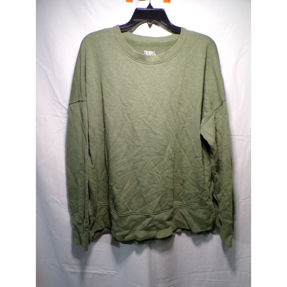 Time And Tru Women's Crewneck Tunic Sweatshirt Large Olive Green